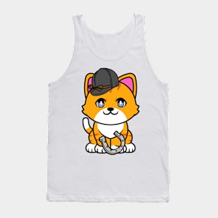 Funny orange cat is ready to ride a horse Tank Top